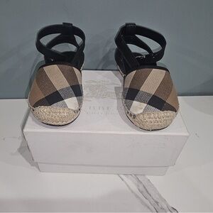 Plaid Espadrille Sandals with Ankle Strap